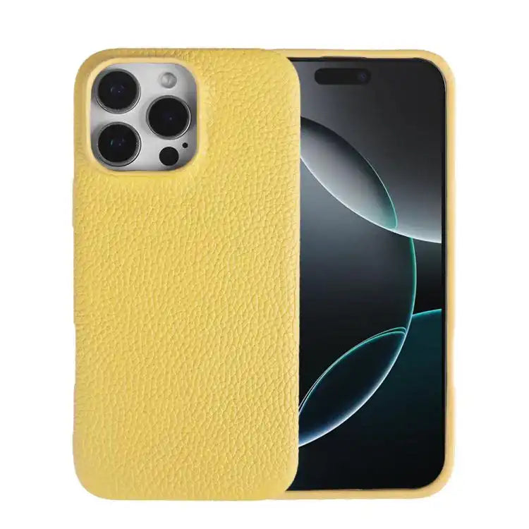 Litchi Texture Genuine Leather MagSafe Back Phone Case