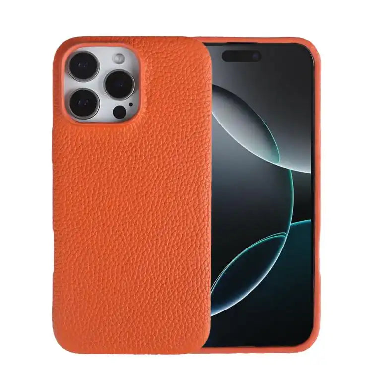 Litchi Texture Genuine Leather MagSafe Back Phone Case