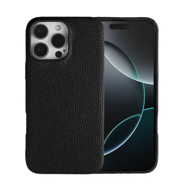 Litchi Texture Genuine Leather MagSafe Back Phone Case