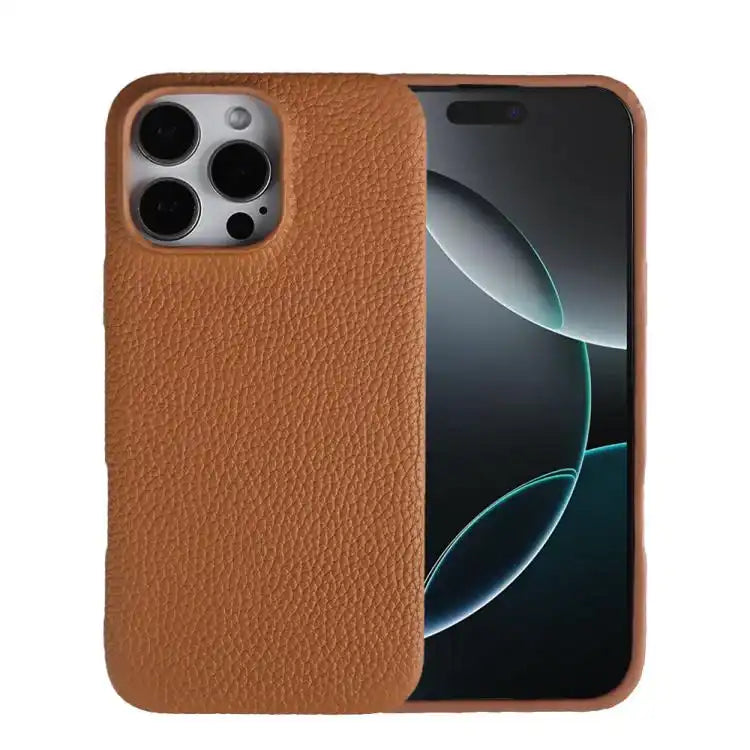 Litchi Texture Genuine Leather MagSafe Back Phone Case