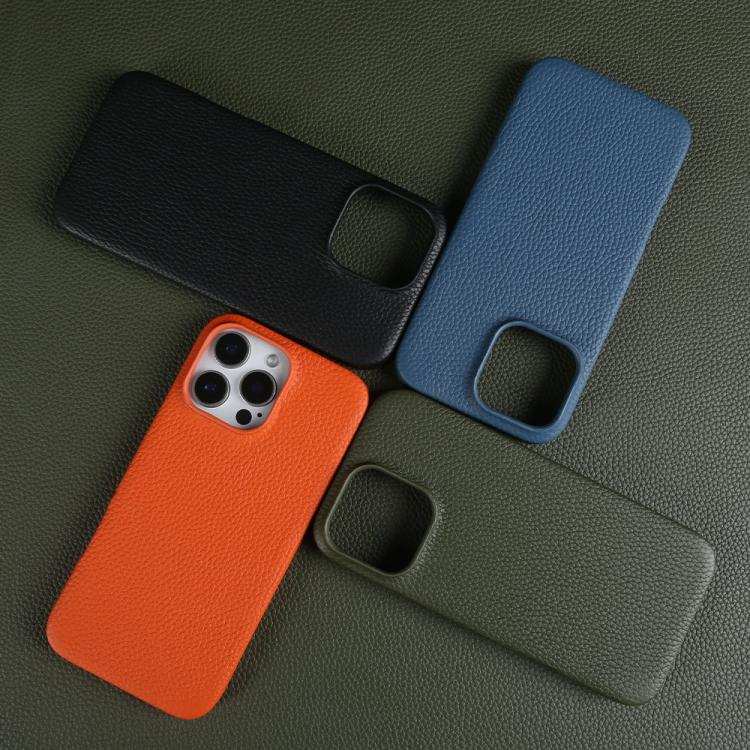 Litchi Texture Genuine Leather MagSafe Back Phone Case