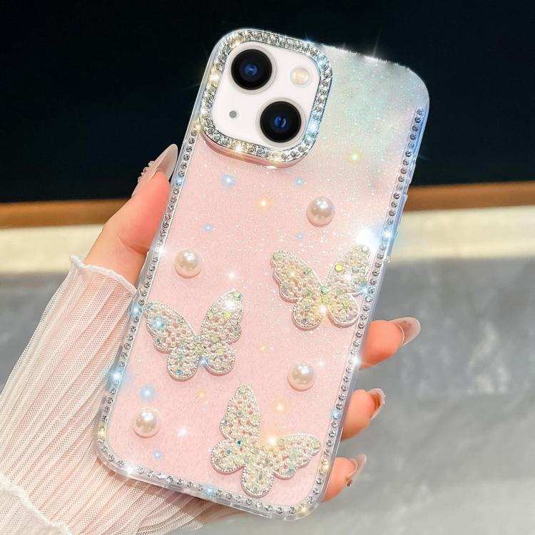 Diamond Glitter Pearl Butterfly Four-Corner Shockproof Phone Case