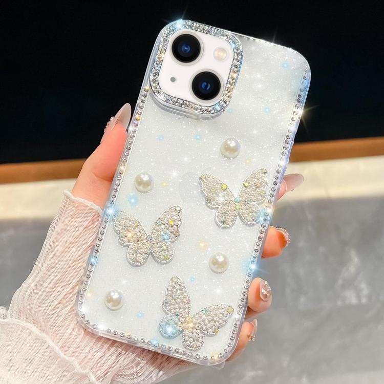 Diamond Glitter Pearl Butterfly Four-Corner Shockproof Phone Case