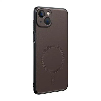 Plain Leather MagSafe Shockproof Phone Case