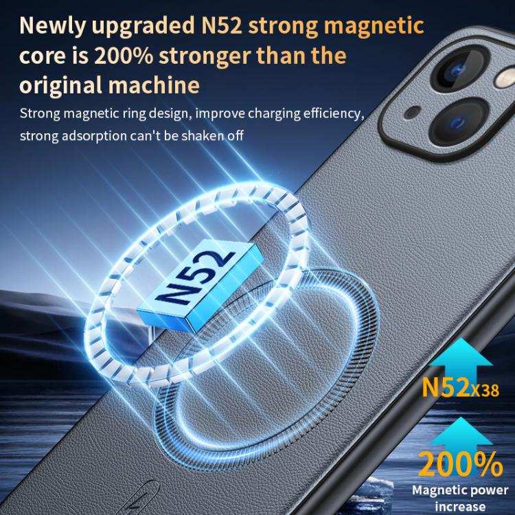 Plain Leather MagSafe Shockproof Phone Case