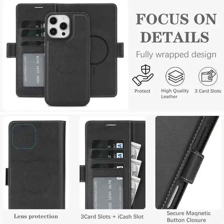 Kalebol Strong Magnetic MagSafe Ring 2 In 1 Split Leather Phone Case