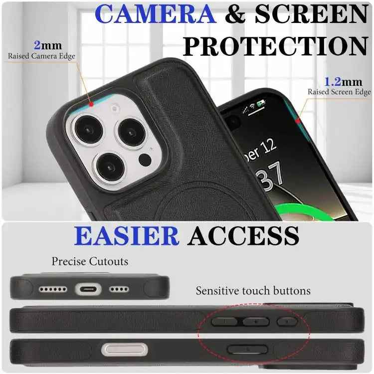 Kalebol Strong Magnetic MagSafe Ring 2 In 1 Split Leather Phone Case