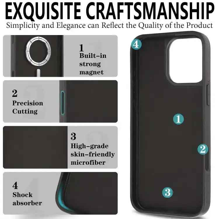 Kalebol Strong Magnetic MagSafe Ring 2 In 1 Split Leather Phone Case