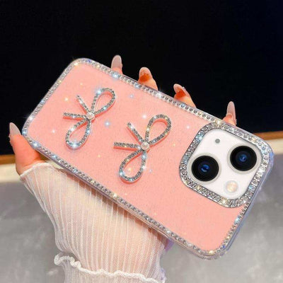 Diamond Glitter Dual Bow-knot Shockproof Phone Case