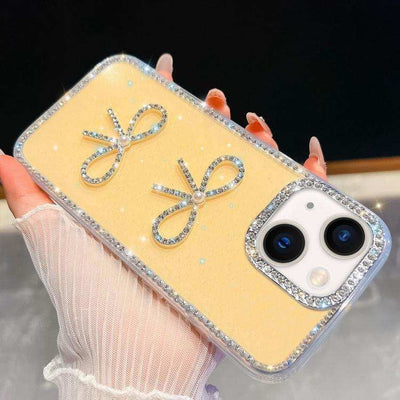 Diamond Glitter Dual Bow-knot Shockproof Phone Case