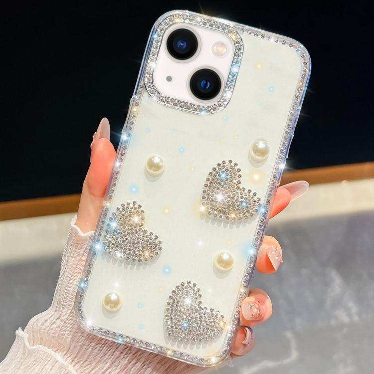 Diamond Glitter Pearl Heart Four-Corner Shockproof Phone Case