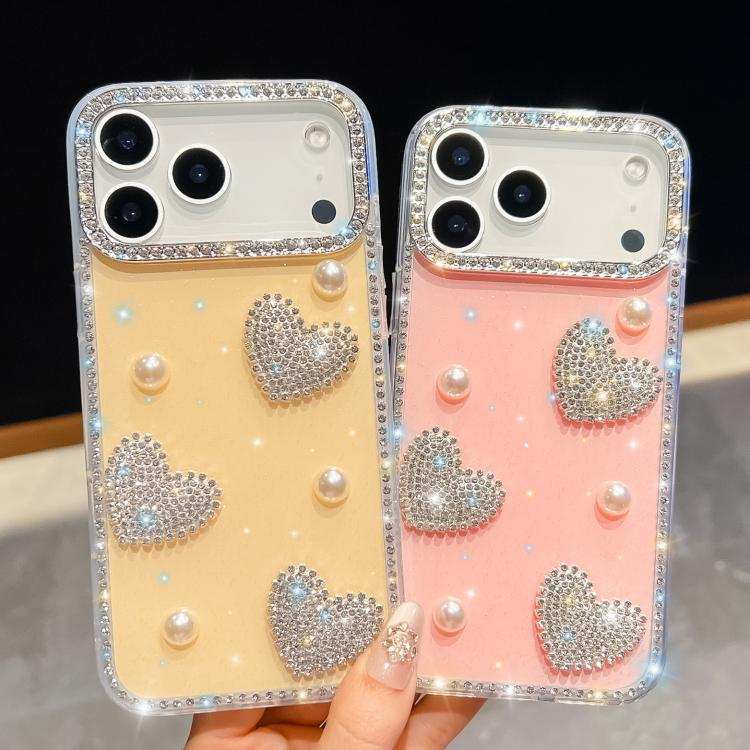 Diamond Glitter Pearl Heart Four-Corner Shockproof Phone Case