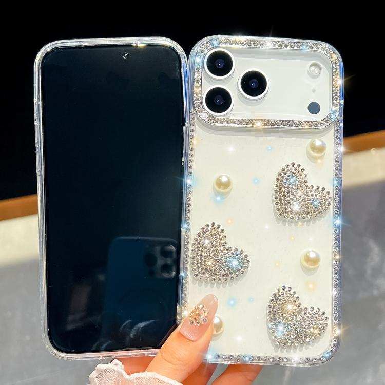 Diamond Glitter Pearl Heart Four-Corner Shockproof Phone Case