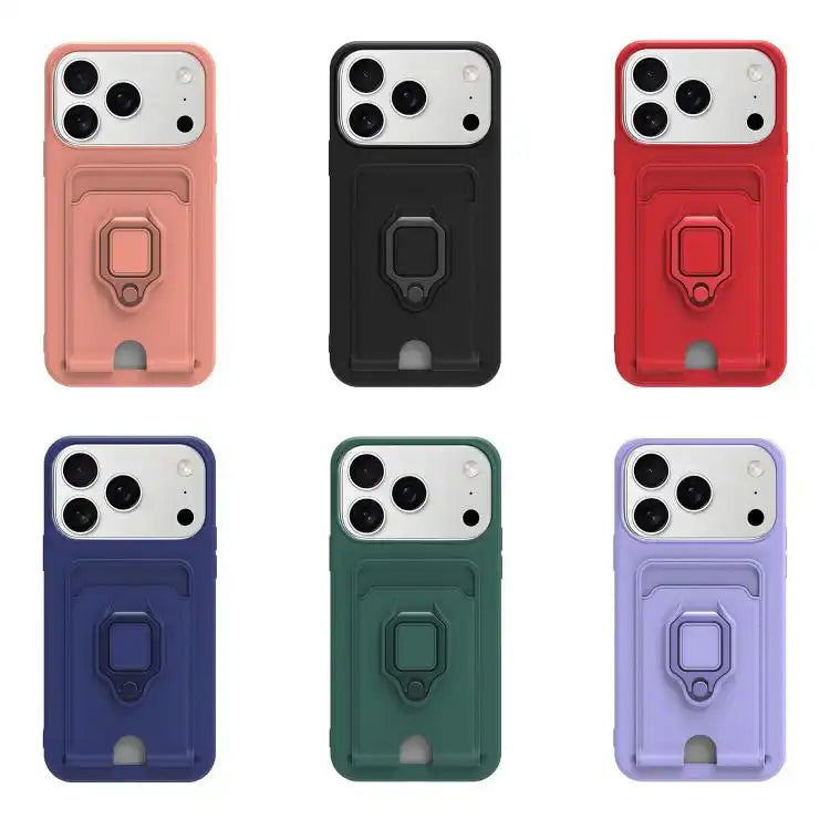 Sliding Camshield Magnetic Card Holder Silicone Phone Case with Lanyard