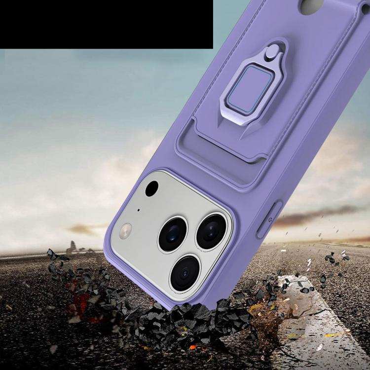 Sliding Camshield Magnetic Card Holder Silicone Phone Case with Lanyard