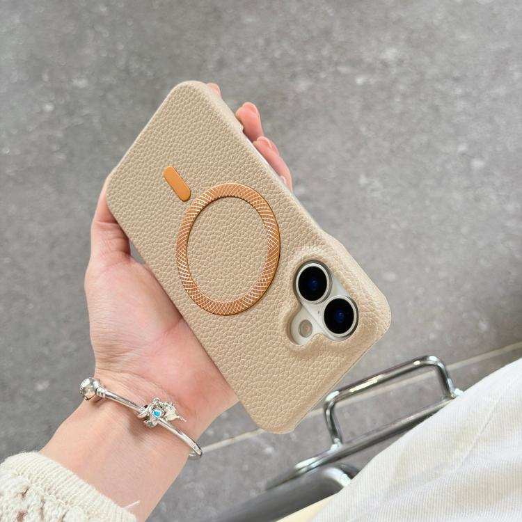 Litchi Texture Brushed MagSafe PU Back Cover Phone Case