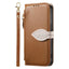 Leaf Buckle Zipper Wallet Leather Phone Case with Strap