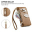 Leaf Buckle Zipper Wallet Leather Phone Case with Strap