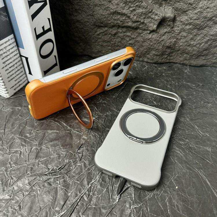 Frameless Leather-Skin PC MagSafe Holder Phone Case