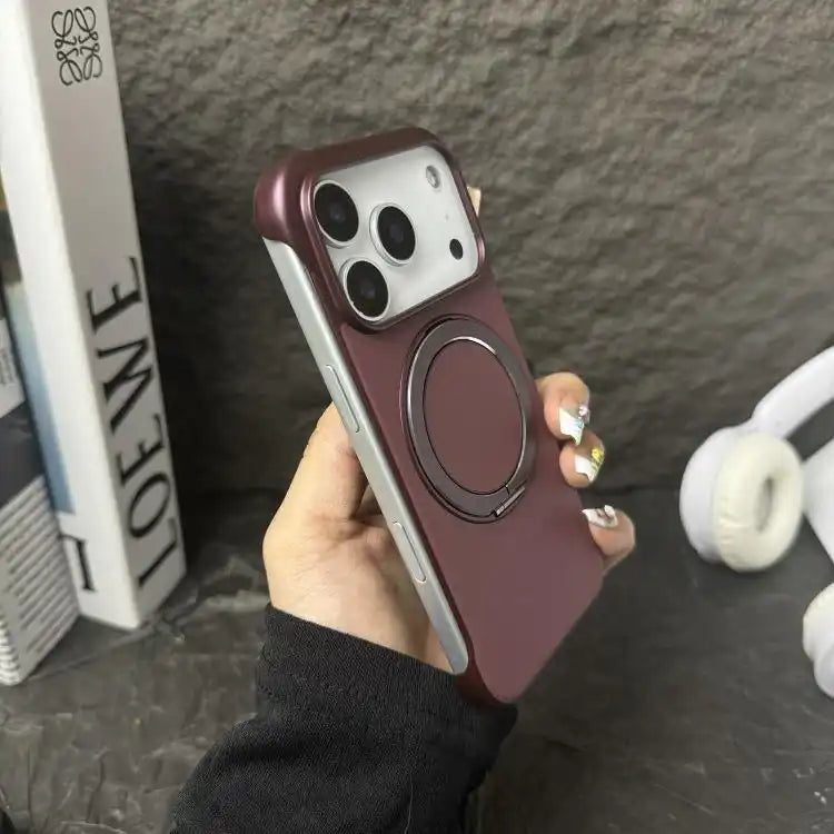 Frameless Leather-Skin PC MagSafe Holder Phone Case