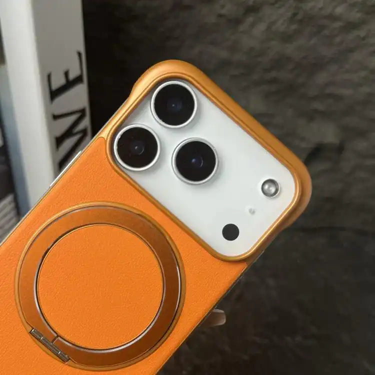 Frameless Leather-Skin PC MagSafe Holder Phone Case