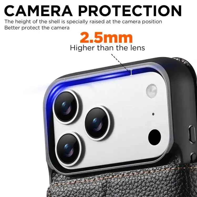 Suteni Q05 -in-1 Multi-function MagSafe Wallet Big Litchi Leather Phone Case