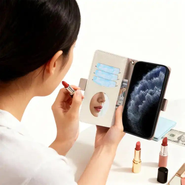 Litchi Texture Wallet Mirror Leather Phone Case