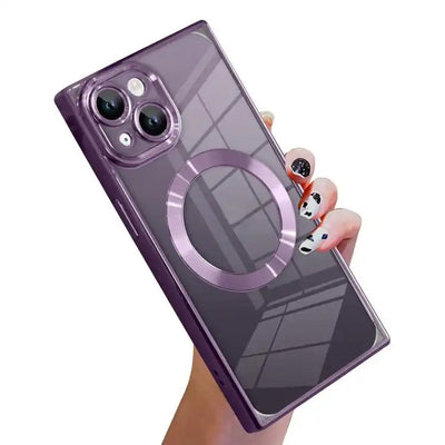 Right Angle Square Electroplated CD Pattern TPU MagSafe Phone Case