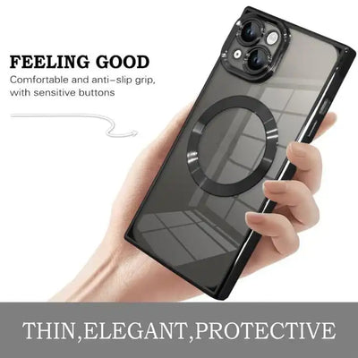 Right Angle Square Electroplated CD Pattern TPU MagSafe Phone Case