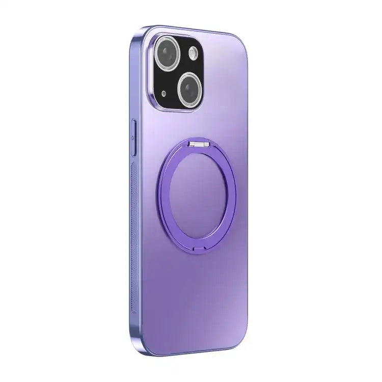 360 Degree Rotating Holder MagSafe Electroplated Phone Case with Lens Cover