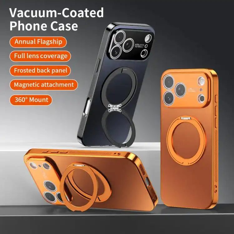 360 Degree Rotating Holder MagSafe Electroplated Phone Case with Lens Cover
