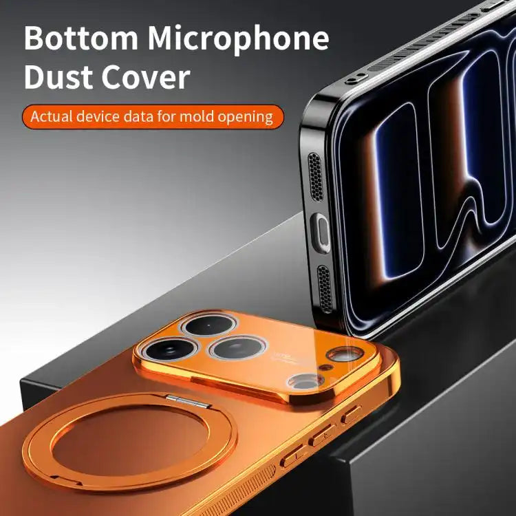 360 Degree Rotating Holder MagSafe Electroplated Phone Case with Lens Cover