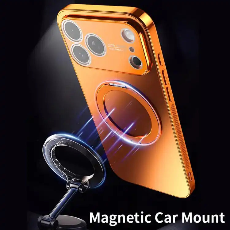360 Degree Rotating Holder MagSafe Electroplated Phone Case with Lens Cover