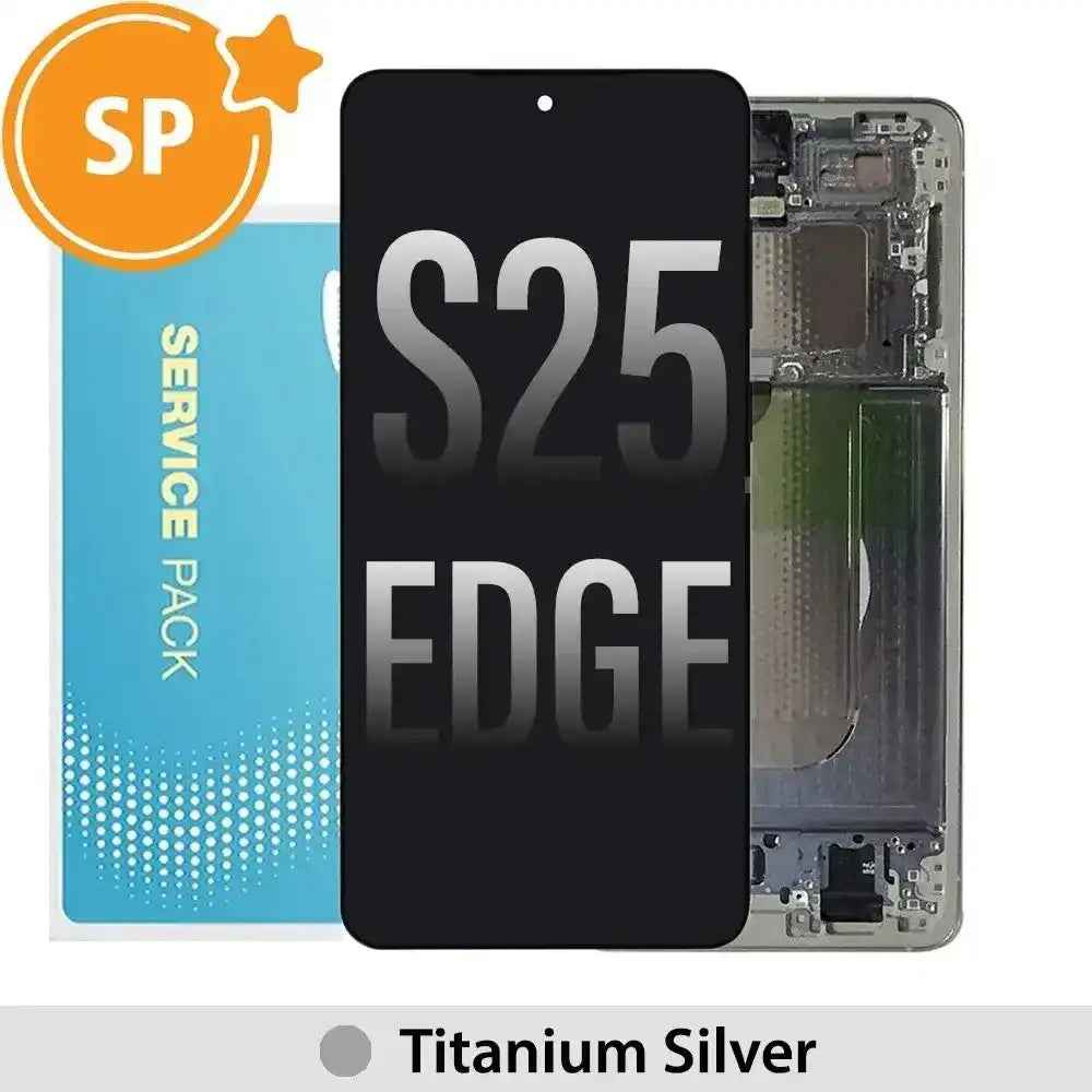Samsung Galaxy S25 Edge OLED Screen Replacement Digitizer with Frame GH82-37224A (Service Pack)-Titanium Silver