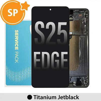 Samsung Galaxy S25 Edge OLED Screen Replacement Digitizer with Frame GH82-37224C (Service Pack)-Titanium Jetblack SP - Service Pack OEM