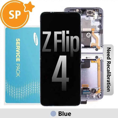 Samsung Galaxy Z Flip4 F721B LCD Screen Replacement with Frame GH82-29440D (Service Pack)-Blue SP - Service Pack OEM