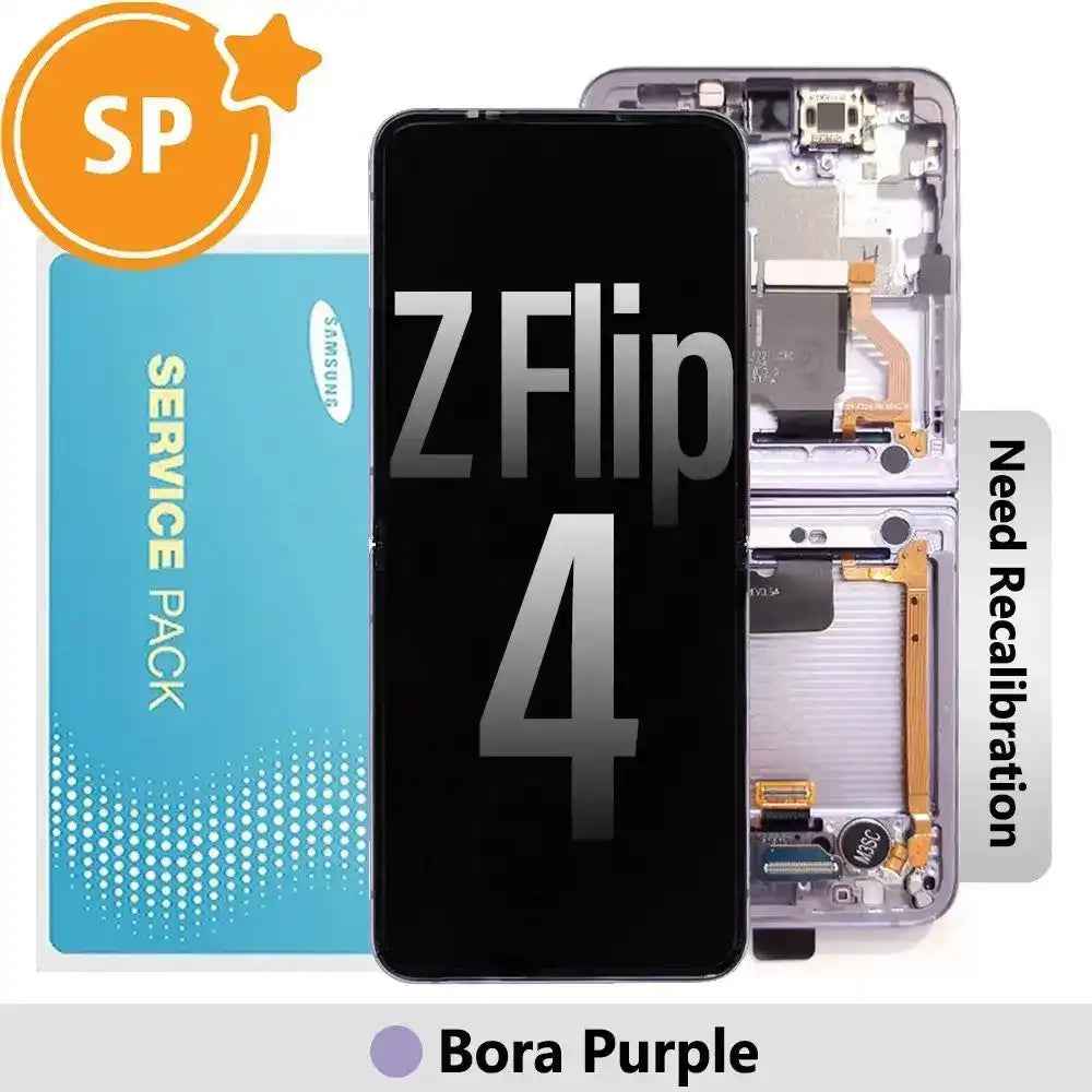 Samsung Galaxy Z Flip4 F721B Screen Digitizer Replacement with Frame GH82-29440B / GH82-30238B (Service Pack)-Bora Purple