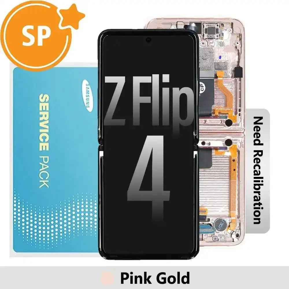 Samsung Galaxy Z Flip4 F721B Screen Replacement with Frame GH82-29440C / GH82-30238C (Service Pack)-Pink Gold