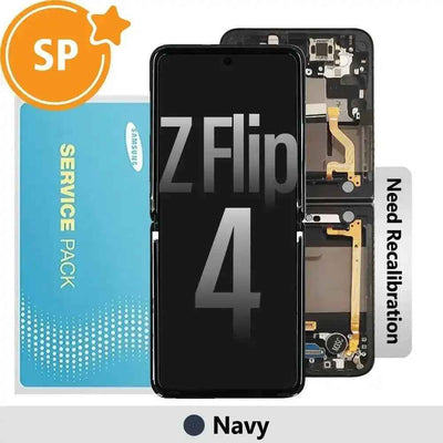 Samsung Galaxy Z Flip4 F721B Screen Replacement with Frame GH82-30238E (Service Pack)-Navy SP - Service Pack OEM