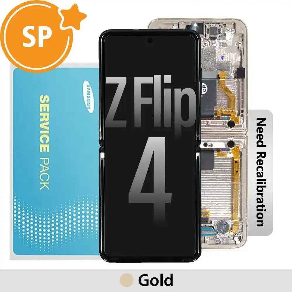 Samsung Galaxy Z Flip4 F721B Screen Replacement with Frame GH82-30238G (Service Pack)-Gold