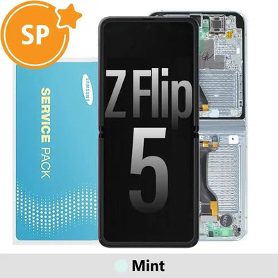 Samsung Galaxy Z Flip5 F731B OLED Screen Replacement with Frame GH82-31827D (Service Pack)-Mint SP - Service Pack OEM