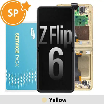 Samsung Galaxy Z Flip6 F741B OLED Screen Replacement with Frame GH82-35014B (Service Pack)-Yellow SP - Service Pack OEM