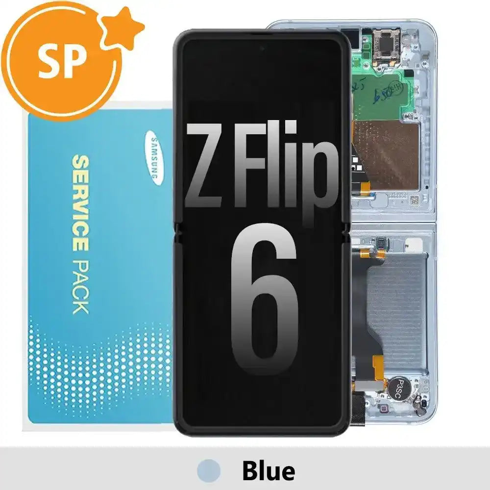 Samsung Galaxy Z Flip6 F741B OLED Screen Replacement with Frame GH82-35014C (Service Pack)-Blue SP - Service Pack OEM