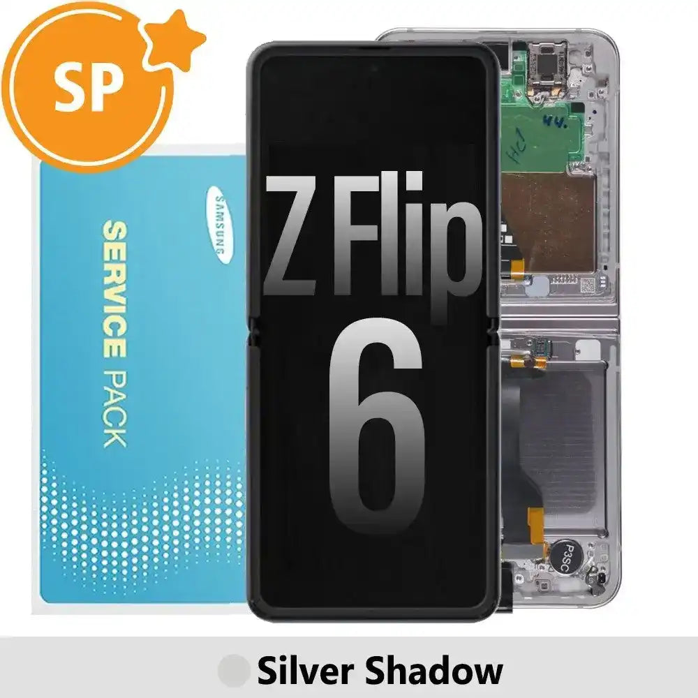 Samsung Galaxy Z Flip6 F741B Screen Replacement with Frame GH82-35014A (Service Pack)-Silver Shadow SP - Service Pack OEM