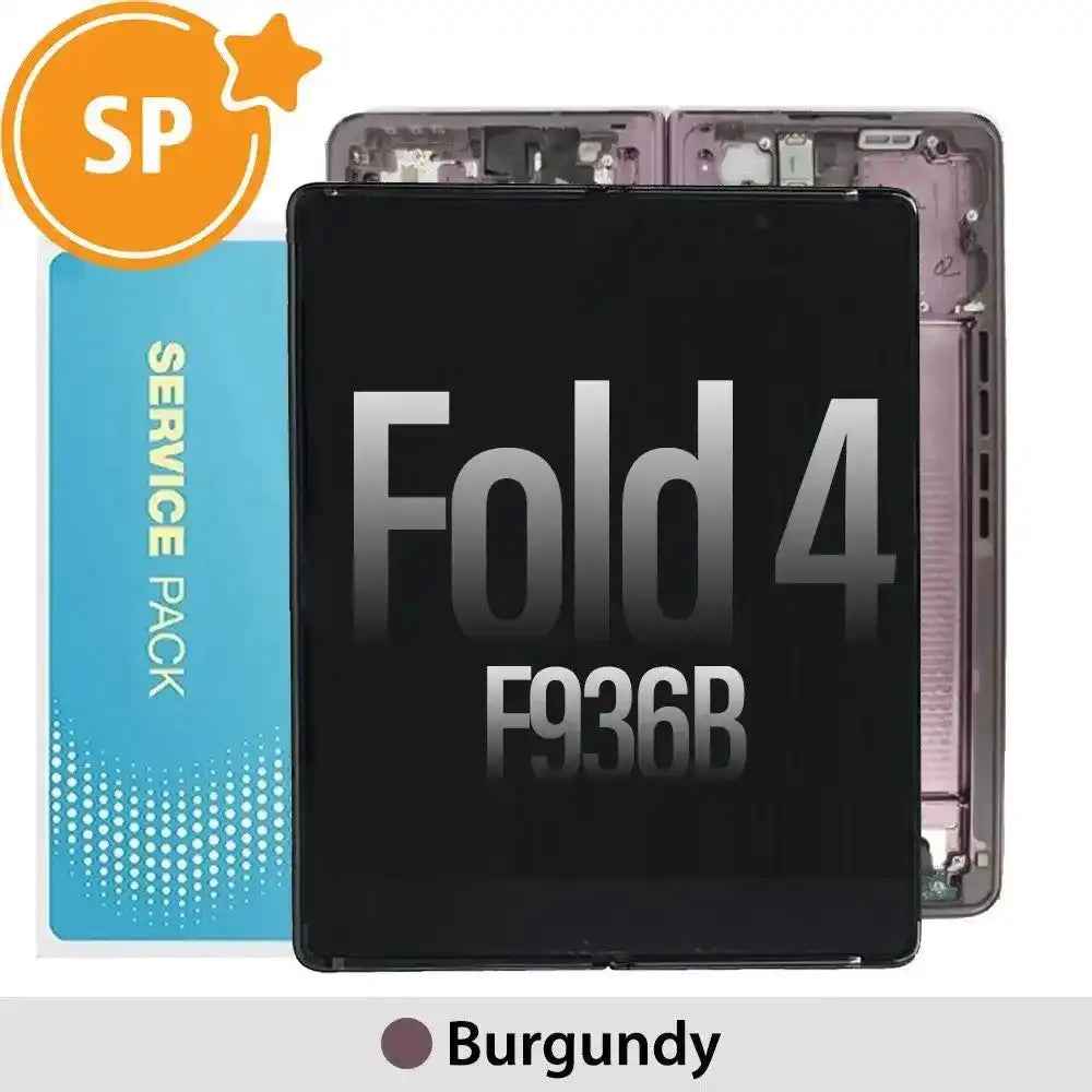 Samsung Galaxy Z Fold4 F936B LCD Screen Replacement with Frame GH82-29461D (Service Pack)-Burgundy