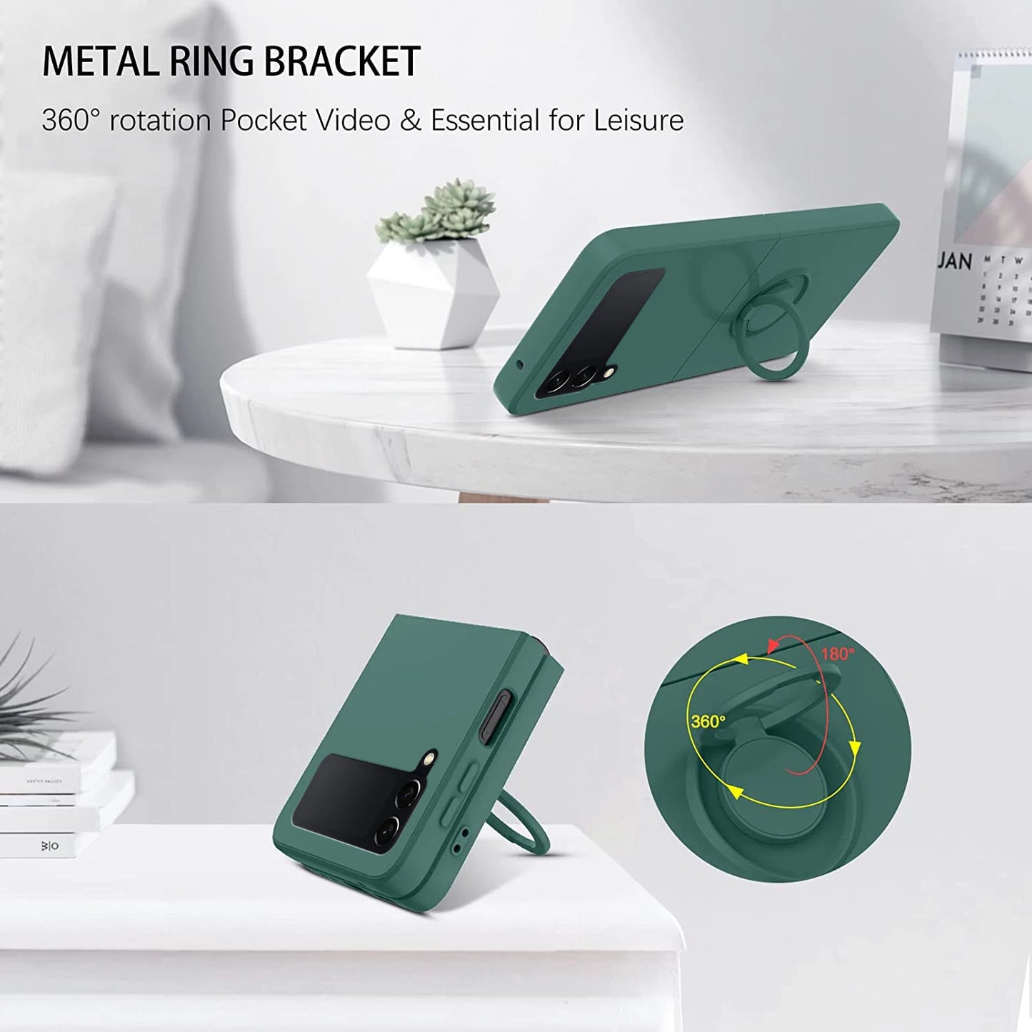 Silicon Ring Holder Magnetic Bracket Non-Slip Case For Samsung Galaxy Z Flip 3 - Flip4 - Flip 5