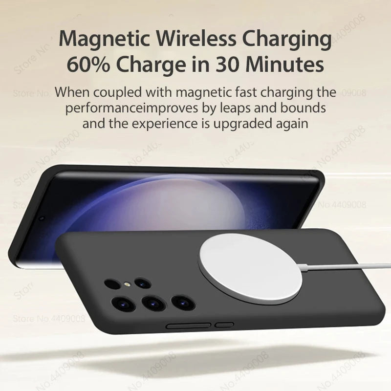 Luxury Liquid Silicone For Magsafe Case For Samsung Galaxy S24 / S24 Ultra Cases Wireless Charging ShockProof Cover