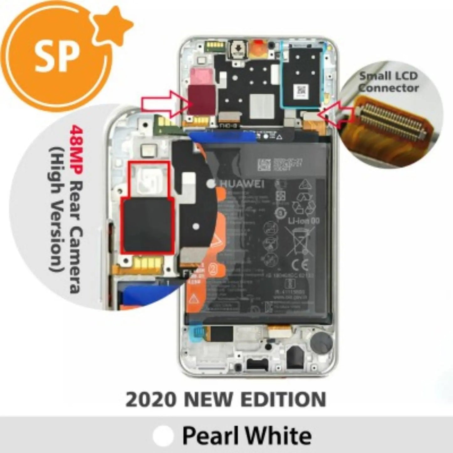 (Service Pack) LCD Screen Repair for Huawei P30 Lite New Edition 2020 02353FQB -Pearl White-This is 2020 new edition, not 2019 edition, please read carefully before purchase SP - Service Pack OEM