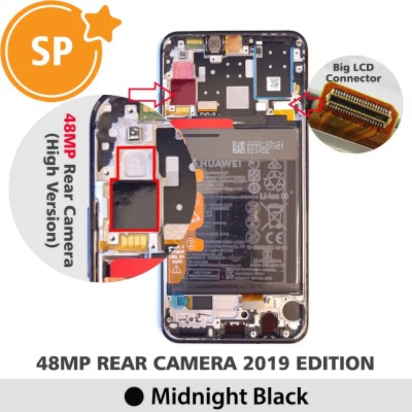 (Service Pack) LCD Screen Repair for Huawei P30 lite (48MP Rear Camera 2019 Edition) 02352RPW -Midnight Black SP - Service Pack OEM