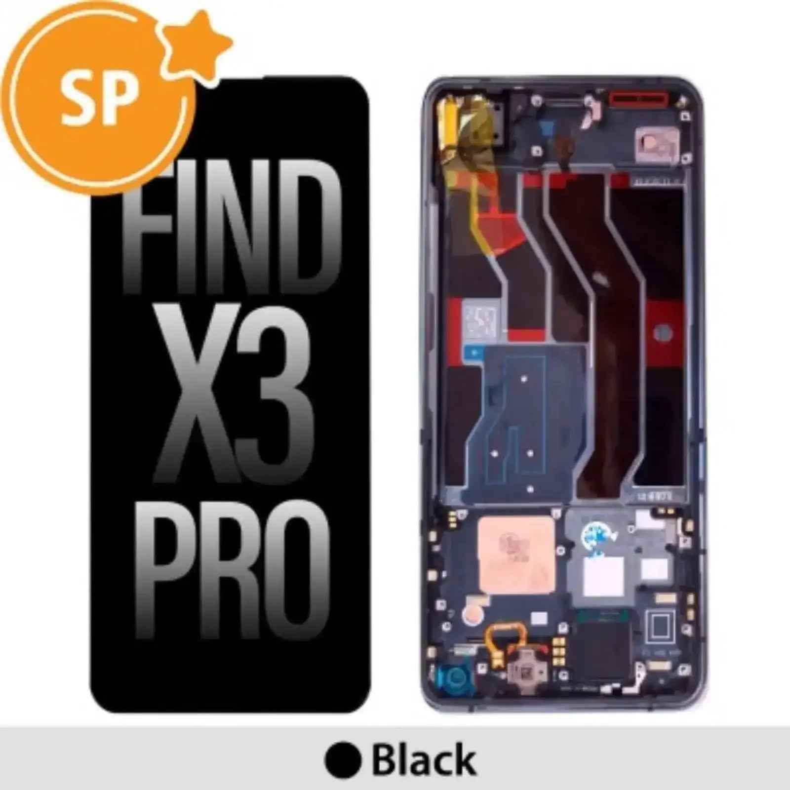(Service Pack) LCD Screen Repair for OPPO Find X3 Pro 4906614 with Frame -Black